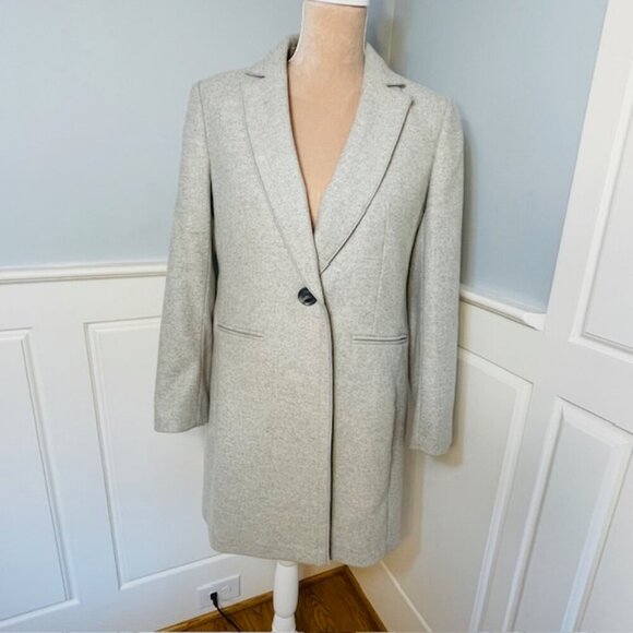 Banana Republic X Mario Bellucci Italian Wool Melton Grey Car Coat 6 Petite - Picture 4 of 15